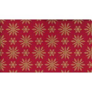 Hallmark Wrapping Paper Christmas Elegant Gold Snowflakes on Red 22.5 sq ft Roll